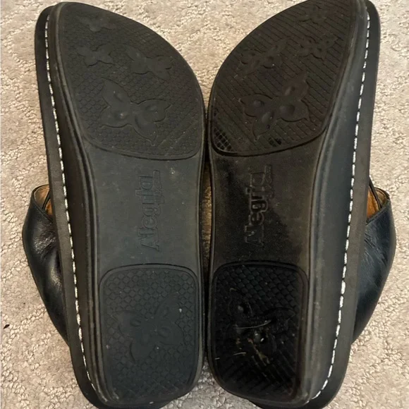 Alegria Black Leather Floral Clogs - Picture 2 of 5